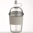 Plastmugg för drycker med sugrör och spillskydd 430 ml Plastflaska för dryck med silikonring lämplig för varma drycker 7