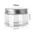 5 pcs pot en plastique cosmétique avec couvercle en aluminium à vis 150 ml 70 × 60 mm boîte transparente pour crème baume pommade emballage cosmétique 2