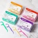 Sachet de fil dentaire avec cure-dent 50 pcs 2 en 1 support avec fil boîte en plastique colorée pour nettoyer les espaces interdentaires 8