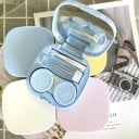 Étui à lentilles de contact avec miroir et accessoires taille 7 x 7 x 2,5 cm étui en plastique coloré pastel pour le voyage 3