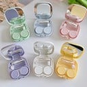 Étui à lentilles de contact avec miroir et accessoires taille 7 x 7 x 2,5 cm étui en plastique coloré pastel pour le voyage 5
