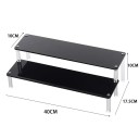 Akrylställ 2 nivåer 40 × 17,5 × 10 × 10 cm svart organisatör för figurer parfymer smycken hyllor för utställning av samlarobjekt 2