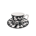 Keraaminen muki ornamenttisella kuviolla 220 ml 8,5 x 8 cm kuppi alustan kanssa kahvin ja teen tarjoiluun 1