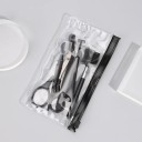 11dílná sada na úpravu obočí a řas nůžky pinzeta žiletky kartáček hřeben černá kosmetická sada pro ženy doma 4