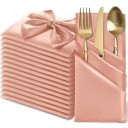 12 bucăți Servete de satin 30 x 30 cm Material lucios și fin Servete din țesătură elegantă pentru nuntă, sărbătoare, servire festivă 10