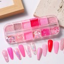 12 druhov trblietavého prášku na nechty zmiešané farby pre kreatívnu manikúru a nail art 4