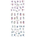 12 pcs autocollants à ongles encre 16,5x25,5 cm Fleurs aquarelle chats papillons graffiti feuilles autocollants aquatiques manucure 2