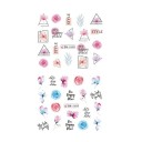 12 pcs autocollants à ongles encre 16,5x25,5 cm Fleurs aquarelle chats papillons graffiti feuilles autocollants aquatiques manucure 3