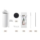 12 pcs tumbler thermique de sublimation 591 ml avec couvercle et paille en acier inoxydable blanc pour impression, personnalisation et emballage 2