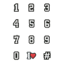 12 Stück PVC dekorative Anhänger für Crocs Schuhe mit den Zahlen 0-9, dem Symbol # und I&lt;3 Dekoration für Kinder- und Erwachsenenschlappen und Sandalen 1