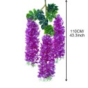 12 unidades de Wisteria artificial 110 cm Flor decorativa colgante Glicinia artificial guirnalda floral decoración para boda jardín interior 2