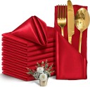 12 unidades Servilletas de Satén 30 x 30 cm Material Brillante y Suave Servilletas de Tela Elegantes para Bodas Celebraciones y Comidas 1