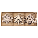 12 Wooden Hollow Snowflakes 3 Styles with String for Hanging 8.5 x 23.5 cm Christmas Decoration 1
