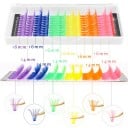 120 pcs Pestañas adhesivas de colores 0,07 mm 14–16 mm Curvatura D 40D pestañas artificiales en racimo de 6 colores arcoíris pestañas de volumen 3