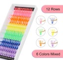 120 stuks Kleurrijke plakwimpers 0,07 mm 14–16 mm D krul 40D cluster kunstwimpers 6 kleuren van de regenboog professionele volumewimpers 3