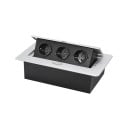 Udbudt stikkontaktpanel 3 EU stikkontakter 265×118×70 mm aluminium panel med udløserknap til indbygning i arbejdsbordet 2