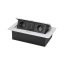 Fällbart uttagspanel 2 EU uttag + USB 265×118×70 mm aluminium panel med utdragknapp för arbetsyta 1