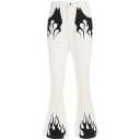 Pantalons blancs pour femmes avec des flammes 1