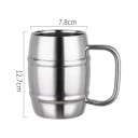 Großer Edelstahlbecher im Fassform mit Griff 500 ml 7.8 × 12.7 cm aus Edelstahl silber für Kaffee Tee Haushalt Büro 7