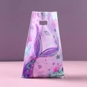 Set de 10 pungi de cadou 16,5 × 25 cm, pungi mov cu sirenă, scoici și motiv subacvatic 3