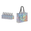 Juego de 5 bolsas de regalo 32 × 27 × 10 cm, bolsas brillantes con efecto holográfico para regalos y compras 2