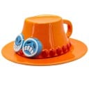 Ceramic Mug with Saucer 250 ml, Coffee and Tea Mug in Orange with Relief Face Decor for Home Use 2
