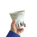 Keramischer Becher zerknitterte Form mit dem Aufdruck toasting 200 ml Keramik weiß originelles Design für Kaffee Tee und kleinere Getränke 3