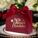 Juego de 12 bolsas de regalo navideñas con impresión Merry Christmas bolsas de papel con lazo para envolver regalos y sorpresas navideñas 3