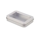 Plåtask för gåvor 8,7 × 6 × 1,7 cm metallburk med genomskinligt fönster färgglad låda för småsaker te kaffe förpackning 5
