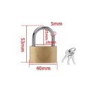 Kuparinen riippulukko 53 x 40 mm kolmella avaimella metallinen sanka 5 mm kultainen turvalukko matkatavaroille kaapeille porteille 2