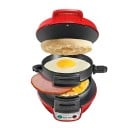 Elektrisk burger maker 220V kompakt 14 × 20 × 13 cm flerlagers smörgåsgrill röd svart för att göra hamburgare hemma 2