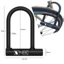 Κλειδαριά ποδηλάτου U-lock 18 × 13 cm από χάλυβα με ζαχαρωτή επένδυση μαύρη 14 mm βραχίονας ασφάλισης ποδηλάτου μοτοσικλέτας θυρών 4
