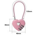 Cadenas de voyage en forme de cœur avec code à 3 chiffres 40 × 36 mm et câble de 135 mm pour valise, sac à dos et sac 8