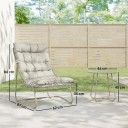 Set för trädgårdsmöbler 2 stoppade stolar och bord 62 x 87 x 86 cm bord 46 x 45 cm grå metall balkongmöbler för terrass och trädgård 4