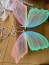 Hængende sommerfugle LED lampe med blonder vinger, spændvidde 60 cm, metal og blonder, indbygget LED bryllupsdekoration til hotelhal og sal 4