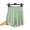 Damfria shorts med breda ben och hög elastisk midja luftiga shorts med vågigt kant för sommaren för hemma och ute 1