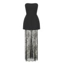 Women's Top and Skirt Set Two-Piece Outfit Strapless Top Long Sheer Skirt Lace Pattern Acetate and Cotton For Social Wear and Evenings 2
