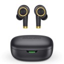 Trådlösa öronsnäckor med laddningsbox Bluetooth 5.0 Mikrofon för samtal Batteritid 6 timmar Musikstyrning Svart med guldiga detaljer 1