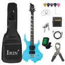 Elektrisk Gitarr IRIN R-180 Flammig Form 6 Strängar 24 Band Järnträ Kropp H-S-H Tremolo Bro 94x32,5x4,5 cm Komplett Set 4