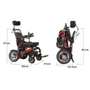 Fällbar elektrisk rullstol för seniorer motor 500 W lätt aluminium justerbar med nackstöd och Bluetooth-kontroll svart och röd 6