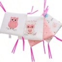 Sängskydd för barn Antikollisionskudde med ugglemotiv Set 6 st 30 x 30 cm Bomull Rosa och vit För spjälsängar 1