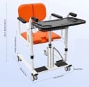 Hydraulické zvedací a přepravní křeslo pro seniory s děleným sedadlem 180° nosnost 150 kg zdvih 41–65 cm kolečka s brzdou pro pacienty 3