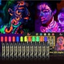 Neon UV ansigtsfarver, der lyser under UV lys, langtidsholdbare male blyanter, længde 10,5 cm til fest, Halloween, karneval og ansigtsmaling 2