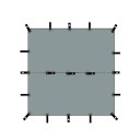 Ultralett campingduk tarp vattentät storlek 5 x 3 m av silikonbelagt nylon grå som tält för 3 till 4 personer på camping 3