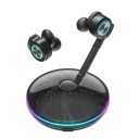 Trådlösa bluetooth-hörlurar med mikrofon på arm Laddningsbar box med belysning Bluetooth 5.0 Räckvidd 10 m Speltid 3 till 5 timmar Svart 1