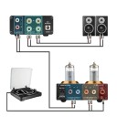 Gramofonförförstärkare MM phono med rör 6A2, 95×116×33 mm, RIAA-korrigering, 3,5 mm AUX-ingång, svart, för vinylgramofon 4