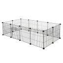 Foldable Enclosure for Rodents with 12 Grids 142 x 72 x 36 cm Doors and Non-Slip Pads Wire Spacing 1.5 cm Optional Run Shape Black 1