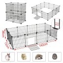Foldable Enclosure for Rodents with 12 Grids 142 x 72 x 36 cm Doors and Non-Slip Pads Wire Spacing 1.5 cm Optional Run Shape Black 2