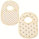 Sæt af 2 stk. beige smæk med hjerter og prikker Størrelse 29,5 x 19,5 cm Knaplukning ved halsen Kantet kant hele vejen rundt 1