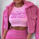Kort t-shirt för kvinnor rosa 1